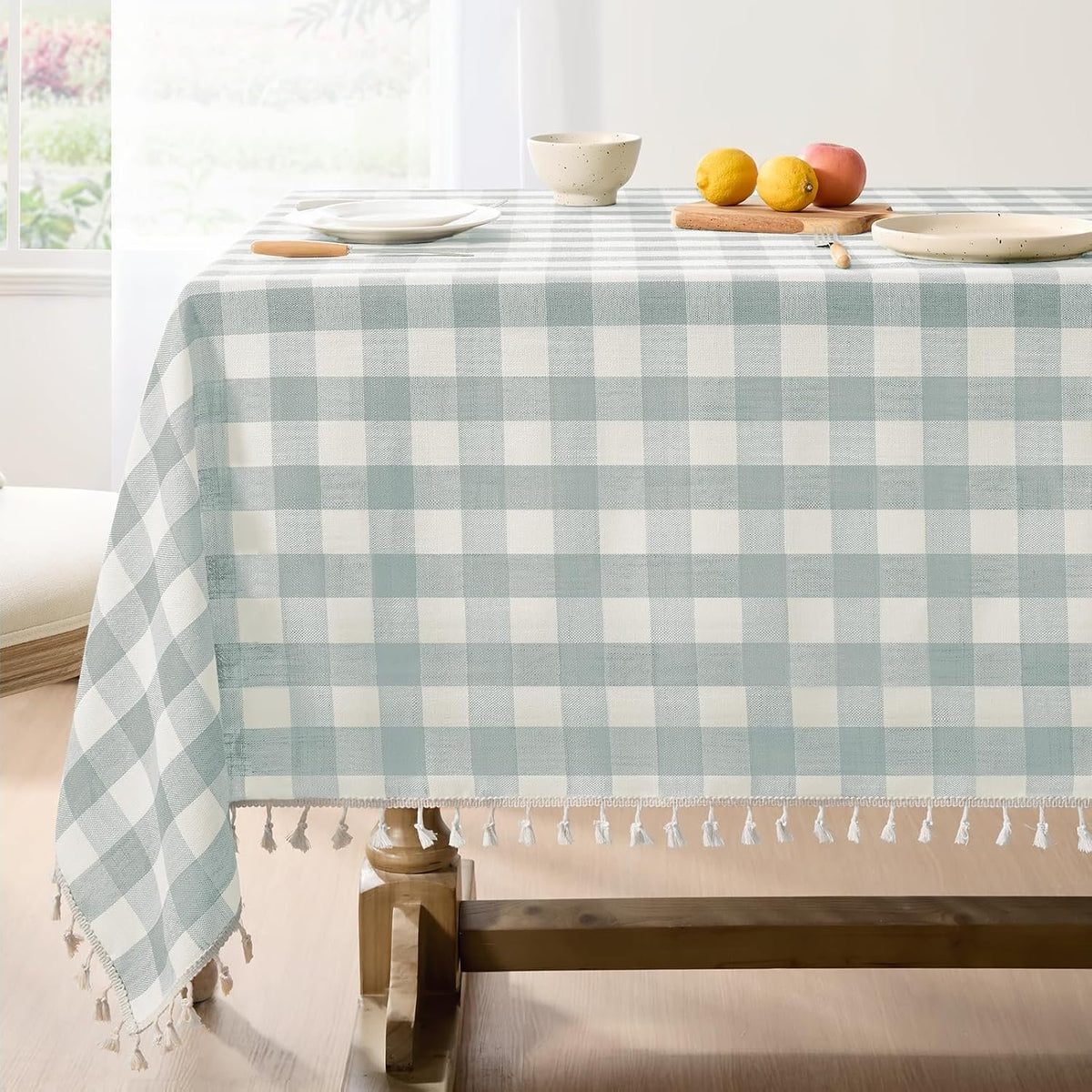 Sailorine Cotton Linen Check Tablecloth additional product photo