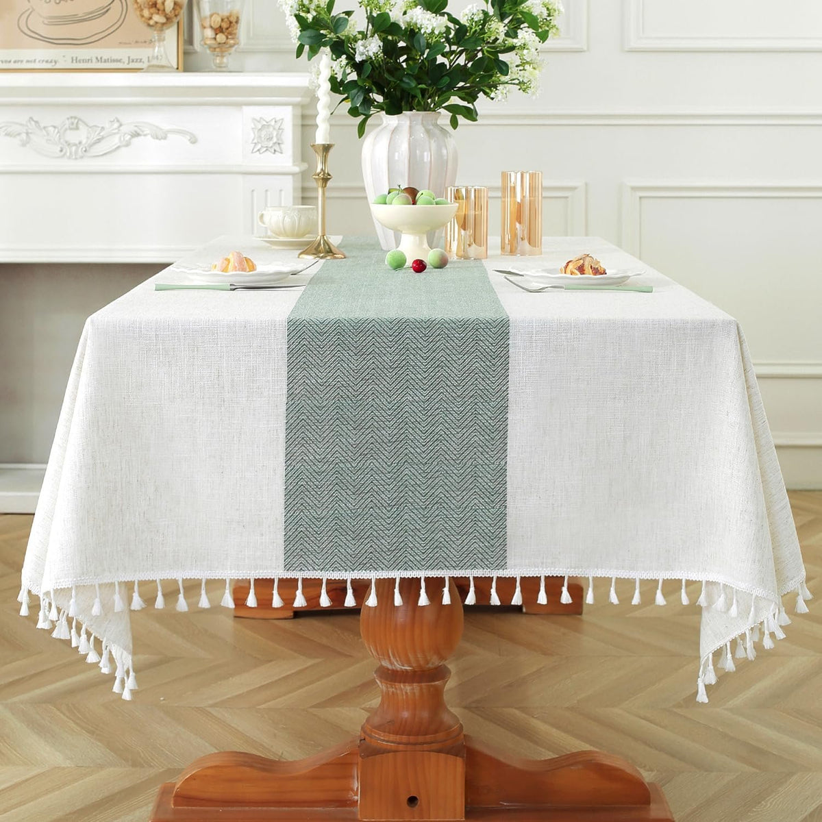 Sailorine Cotton Blend Tassel Tablecloth additional product photo