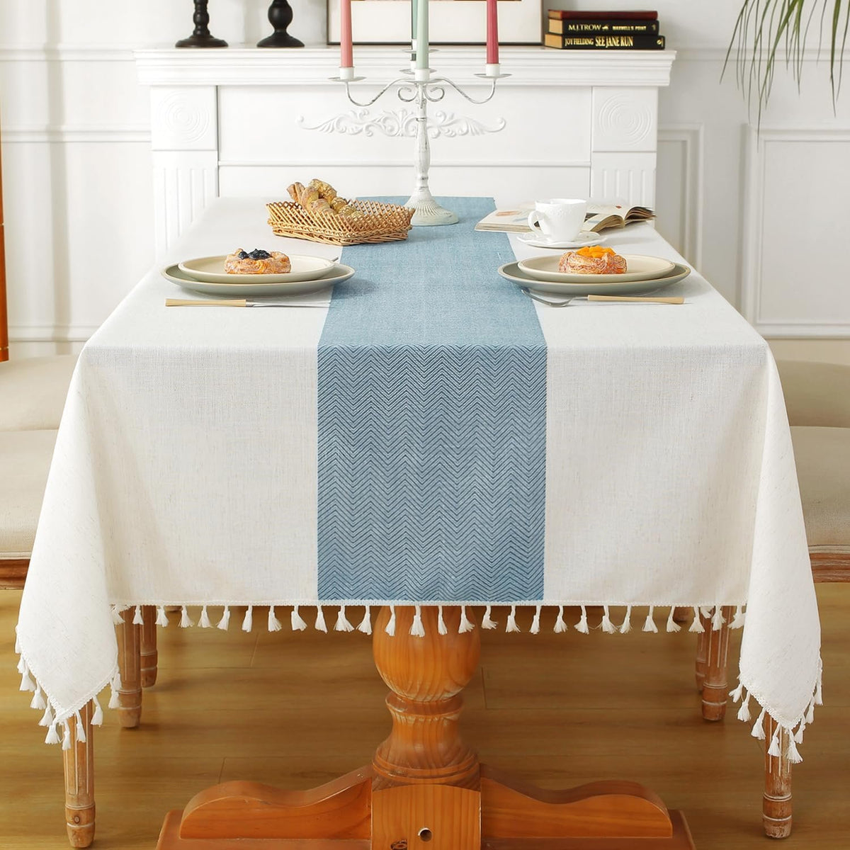 Sailorine Cotton Blend Tassel Tablecloth additional product photo