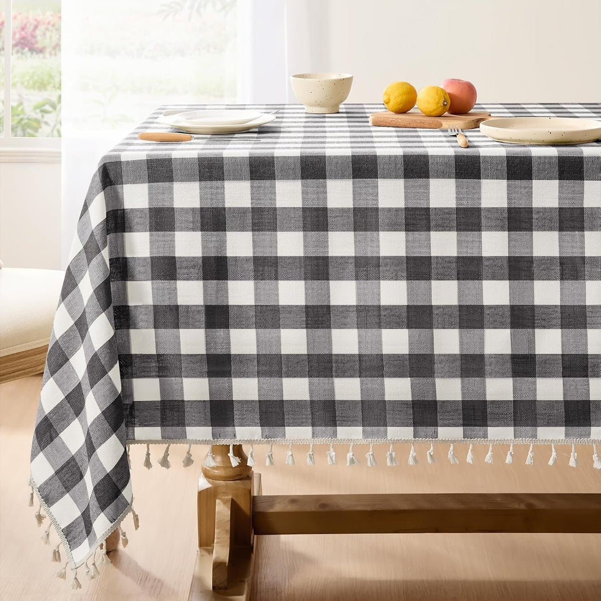 Sailorine Cotton Linen Check Tablecloth additional product photo