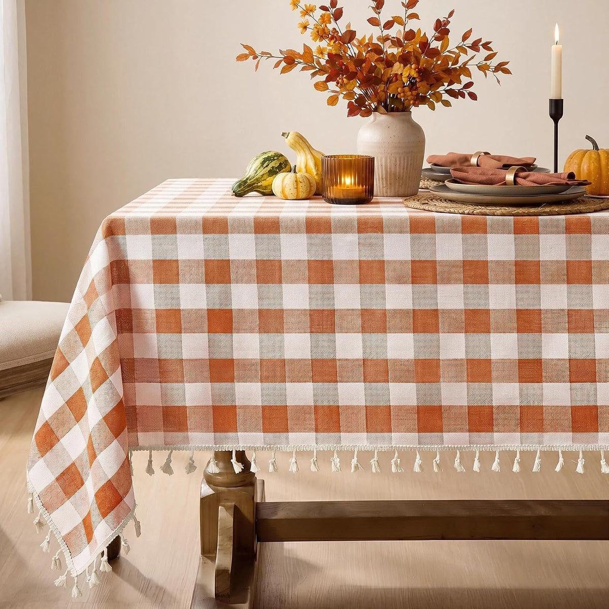 Sailorine Cotton Linen Check Tablecloth additional product photo