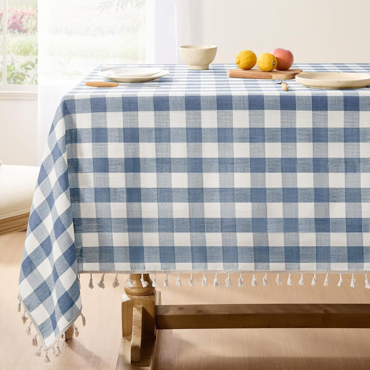Sailorine Cotton Linen Check Tablecloth additional product photo
