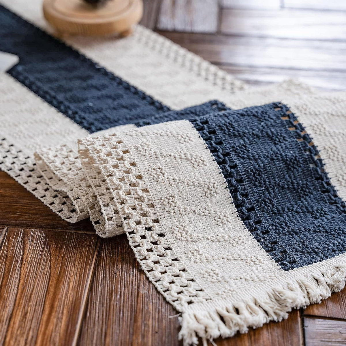 Sailorine Cotton Linen Openwork Table Runner additional product photo